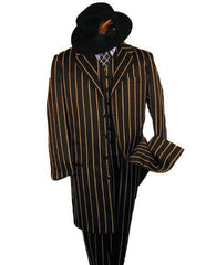 Mens Gangster Zoot Suit in 3 Colors  Chalk Stripe - Black and Red - Black and Gold - Black and White