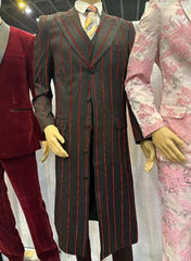 Mens Gangster Zoot Suit in 3 Colors  Chalk Stripe - Black and Red - Black and Gold - Black and White