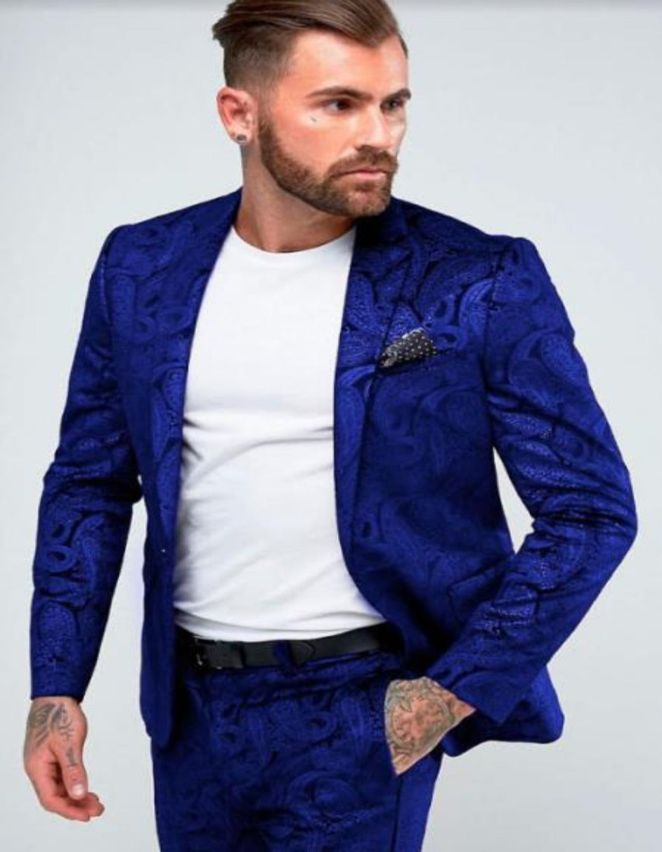 Mens Navy Blue Skinny Suit