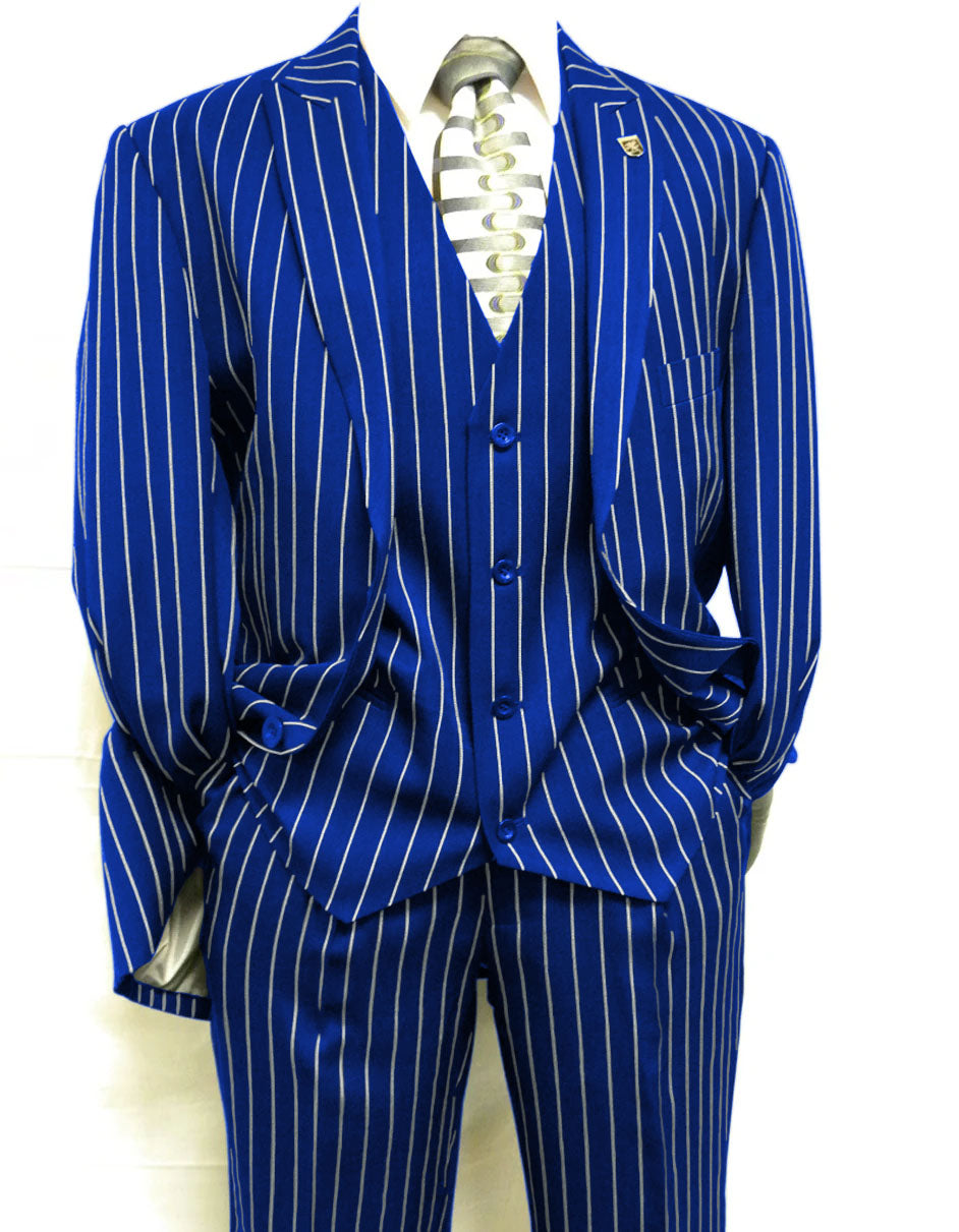 Mens 2 Button Gangster Pinstripe Suit in / NAVY ONLY