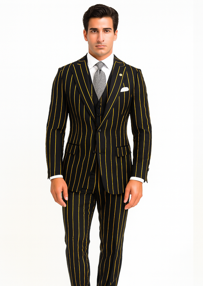 Mens 2 button Gangster Pinstripe Suit