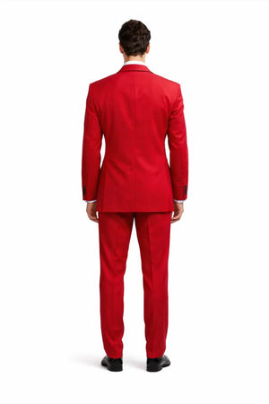 Mens All Season Suit Brand 3 Piece Vest Designer Classic Dress 2 Buttons Trendy Red Suit