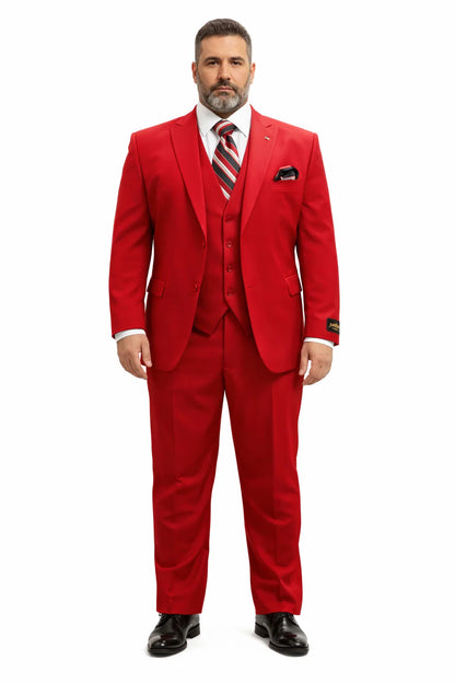 Mens All Season Suit Brand 3 Piece Vest Designer Classic Dress 2 Buttons Trendy Red Suit