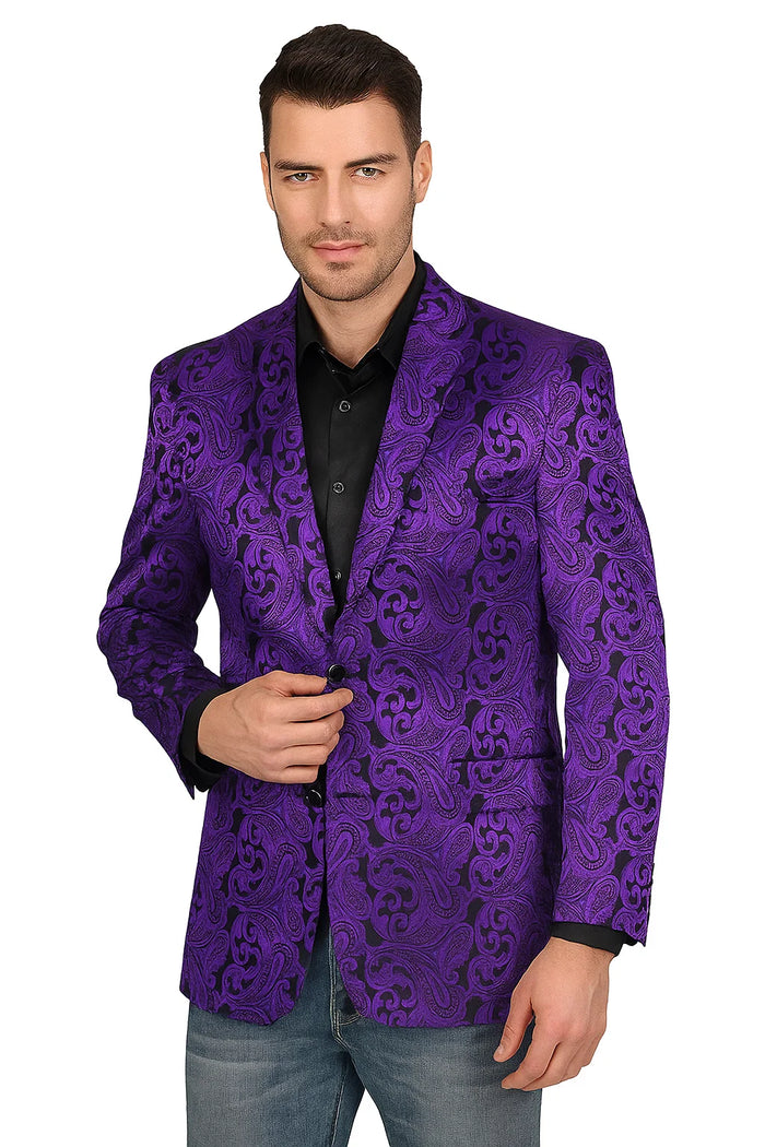 Mens Black & Purple Paisley Party Blazer