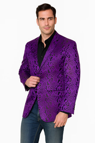 Mens Black & Purple Paisley Party Blazer