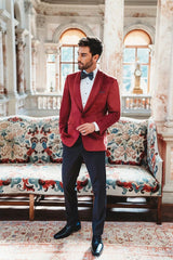 Velvet Blazer - Mens Blazer - Dinner Jacket "Venice" Ruby Red Velvet Dinner Jacket - Separates