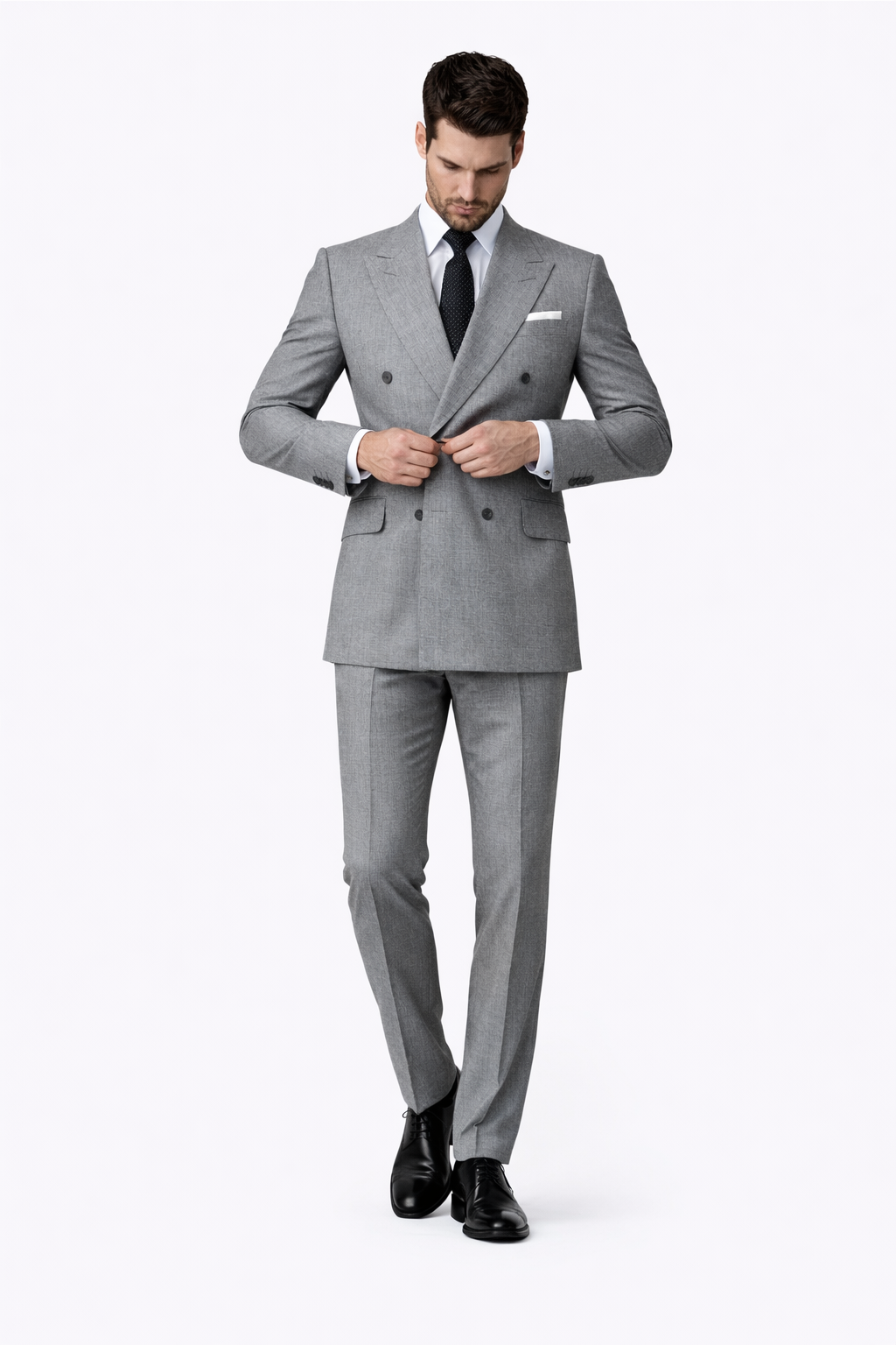 Mens Kingsman Double Breasted Grey Suit