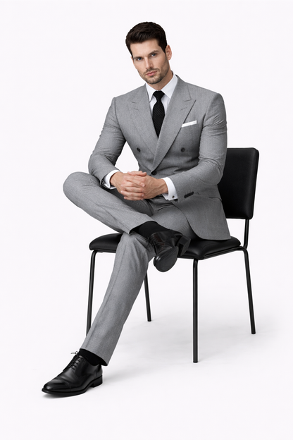 Mens Kingsman Double Breasted Grey Suit