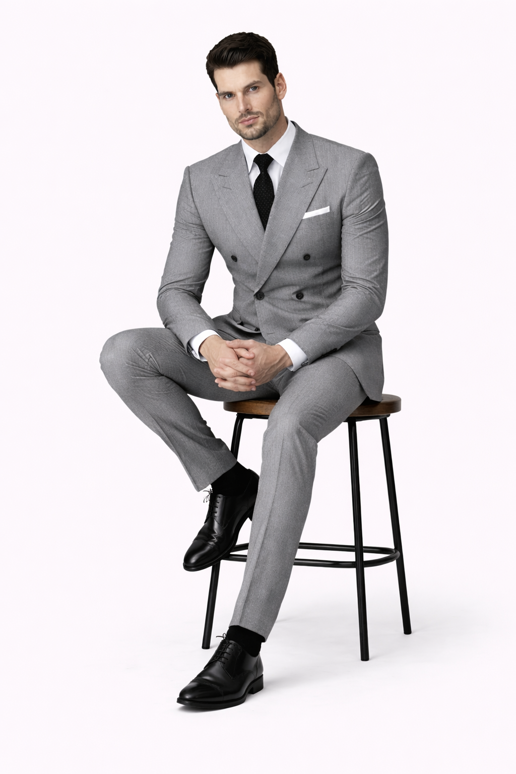 Mens Kingsman Double Breasted Grey Suit