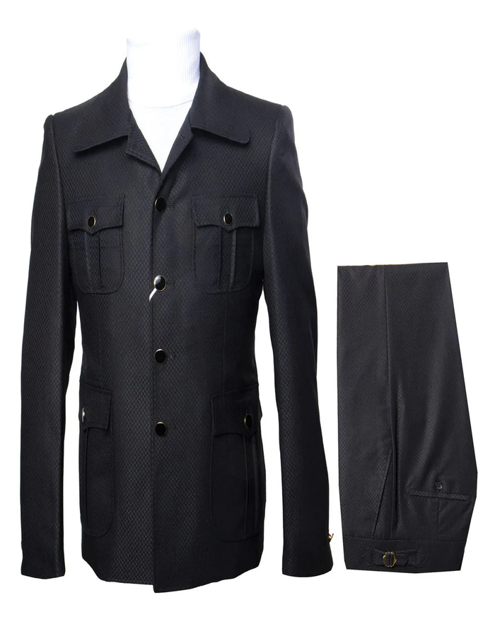 Mens 1970s Fashion Suits - 70's Mens Outfits in Color Black Blazers  Pants
