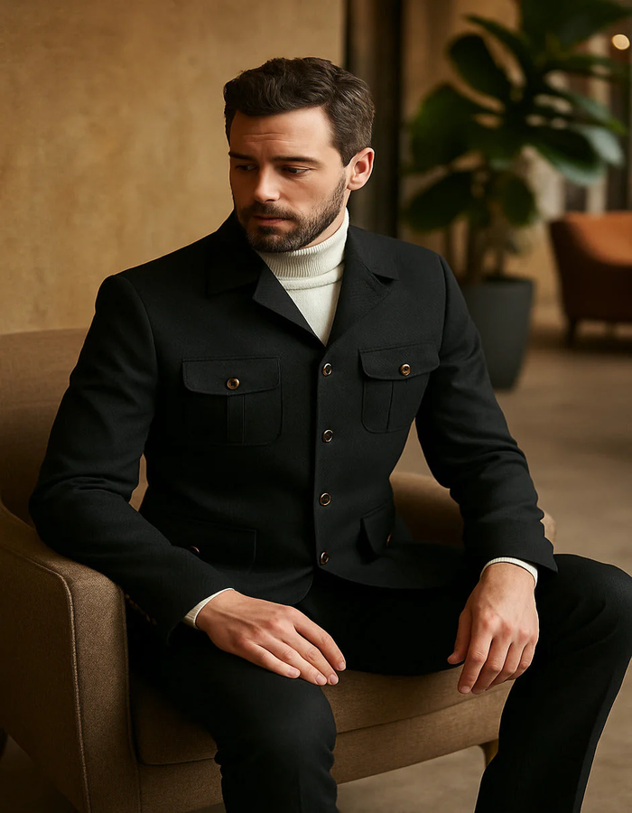 Mens 1970s Fashion Suits - 70's Mens Outfits in Color Black Blazers  Pants