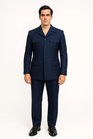 Mens 1970s Fashion Suits - 70's Mens Outfit in Color Navy Blazers  Pants