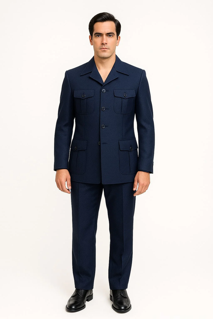 Mens 1970s Fashion Suits - 70's Mens Outfit in Color Navy Blazers  Pants