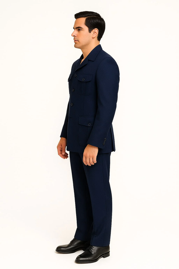 Mens 1970s Fashion Suits - 70's Mens Outfit in Color Navy Blazers  Pants