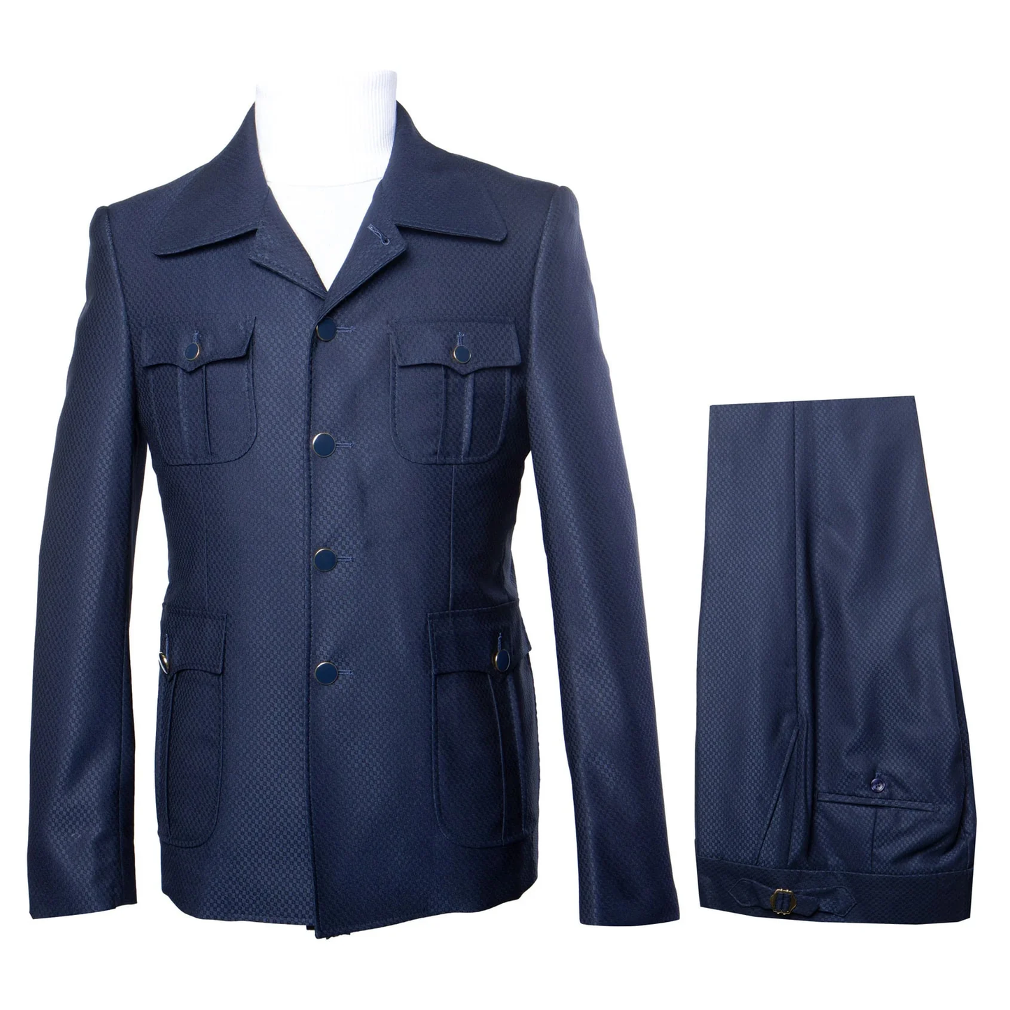 Mens 1970s Fashion Suits - 70's Mens Outfit in Color Navy Blazers  Pants