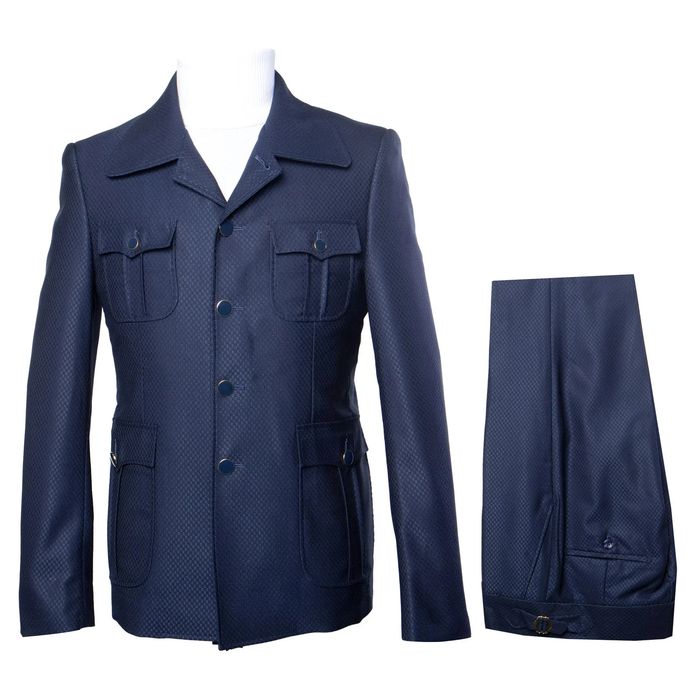 Mens 1970s Fashion Suits - 70's Mens Outfit in Color Navy Blazers  Pants