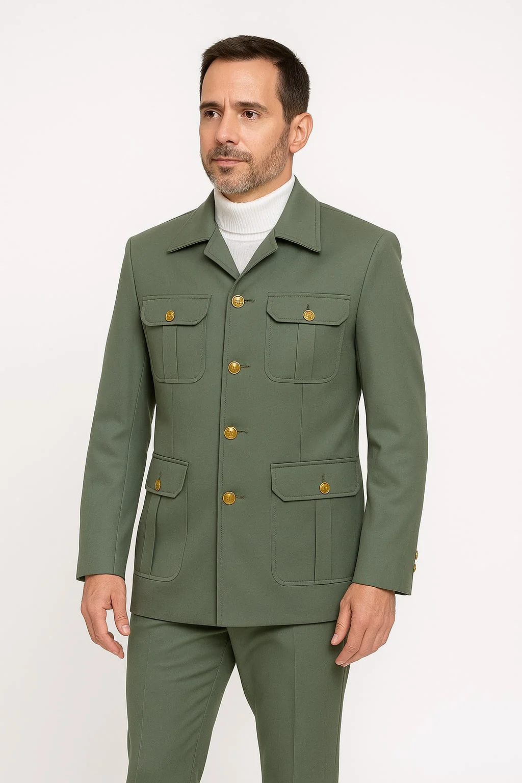 Mens 1970s Fashion Suit - 70's Mens Outfit in Color Olive Green Blazer  Pants