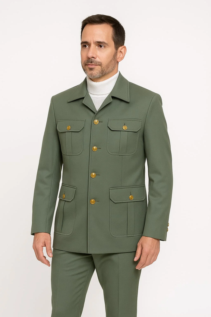 Mens 1970s Fashion Suit - 70's Mens Outfit in Color Olive Green Blazer  Pants