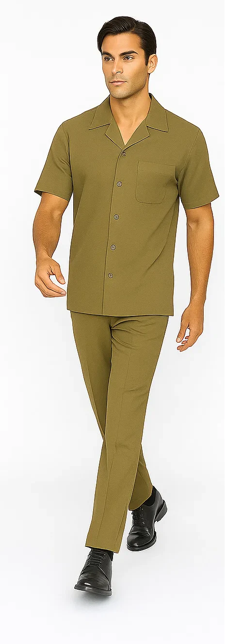 Mens 1970s Fashion Suit - 70's Mens Outfit in Color Safari Blazer  Pants