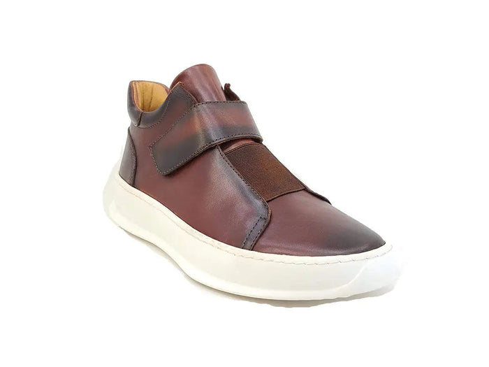 Carrucci Mid Top Burnished Leather Sneaker