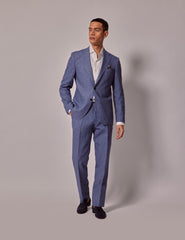 Mens Linen Suit For Beach Wedding - Summer  Suit in Mid Blue - Men's Tuxedo USA