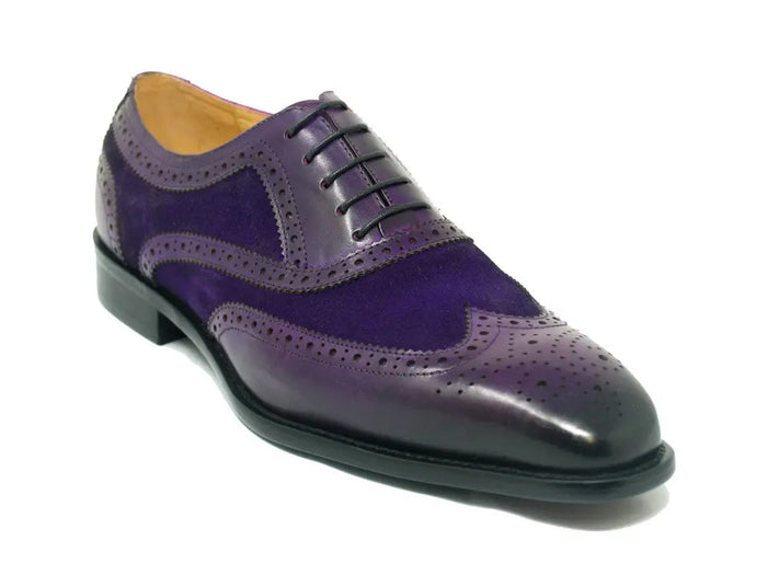 Carrucci Mixed Media Burnished Wingtip Oxford