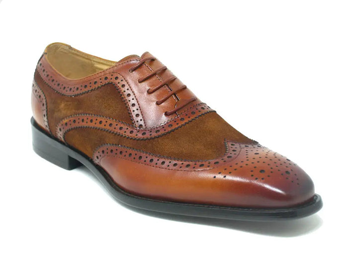 Carrucci Mixed Media Burnished Wingtip Oxford