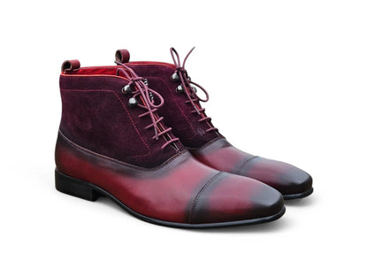 Mixed Media Lace-up Suede Boot Carrucci