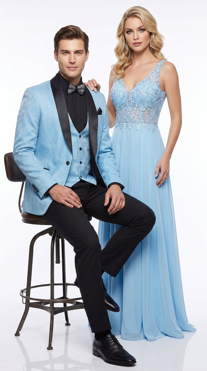 Men’s Light Blue Easter Suit, Modern Fit Lightweight Summer Jacket and Pants Set