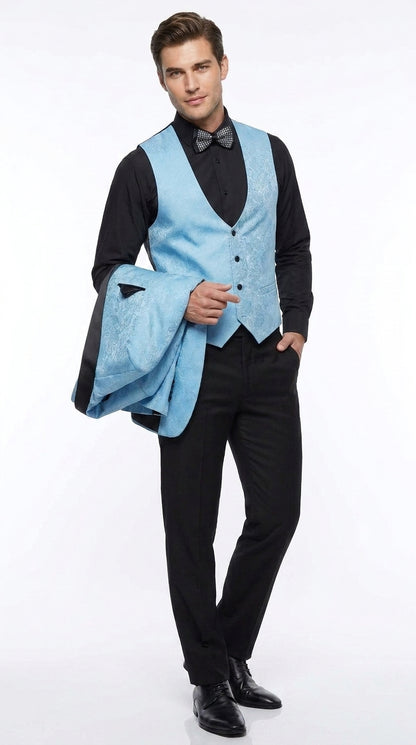 Men’s Light Blue Easter Suit, Modern Fit Lightweight Summer Jacket and Pants Set