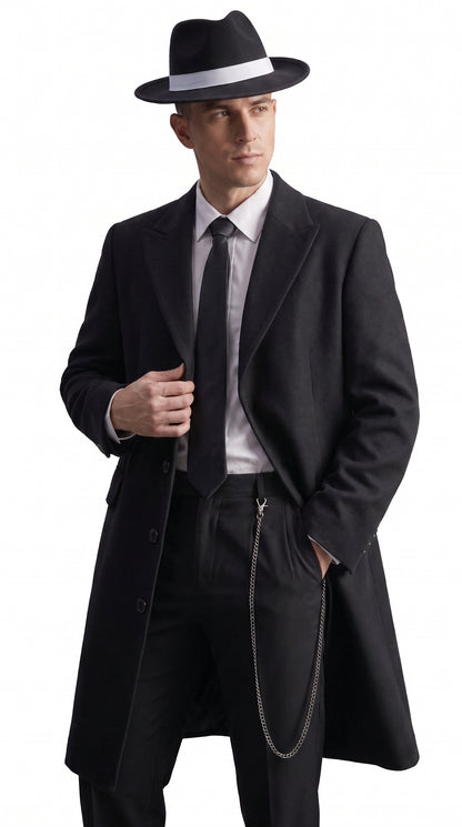 Men’s Charcoal Grey Vested Long Tuxedo Suit, Gangster Style Formal Wedding Prom Outfit