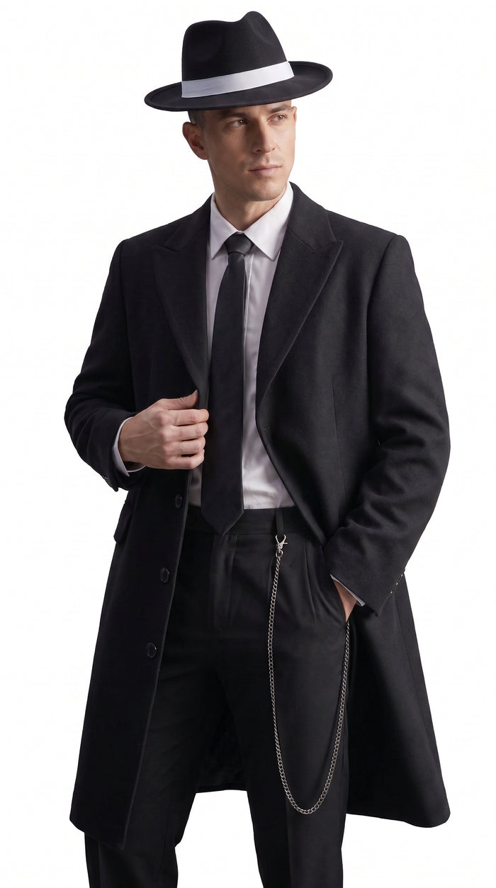Men’s Charcoal Grey Vested Long Tuxedo Suit, Gangster Style Formal Wedding Prom Outfit