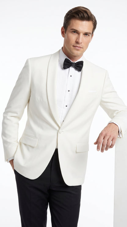 Men’s Ivory Traditional Shawl Dinner Jacket, Designer Formal Wedding Tuxedo Blazer