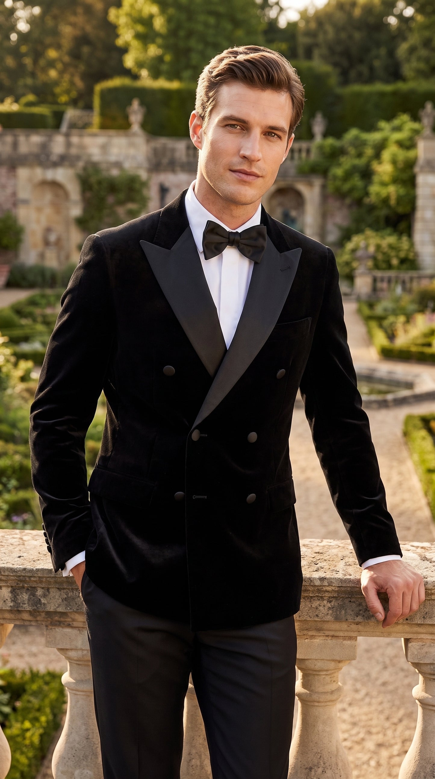 Men’s Black Velvet Double Breasted Tuxedo Blazer with Satin Peak Lapel, Formal Dinner Jacket