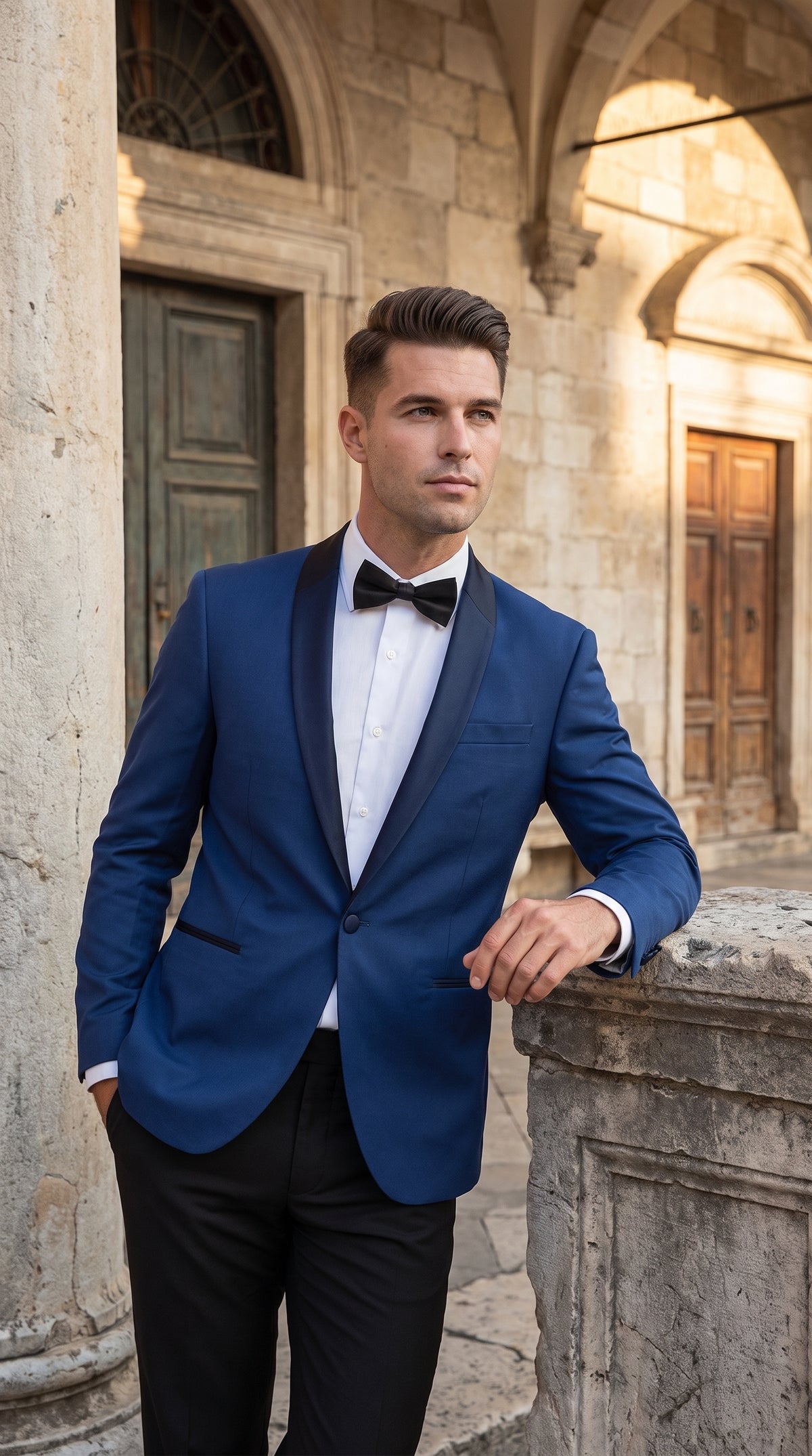 Men’s Royal Blue Dinner Jacket with Black Shawl Lapel – 1 Button Tuxedo Blazer