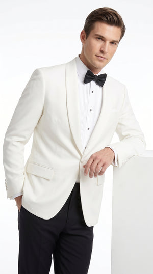 Men’s Ivory Traditional Shawl Dinner Jacket, Designer Formal Wedding Tuxedo Blazer