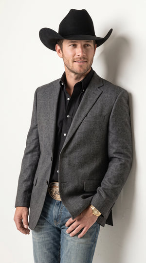 Men's Charcoal Grey Western Blazer – Modern Cowboy 2 Button Sport Coat Jacket for Rodeos, Weddings & Country Events