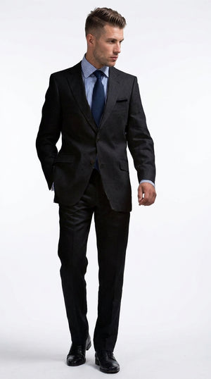 Men’s Black Linen Summer Suit – Big & Tall Beach Wedding 2-Piece Suit