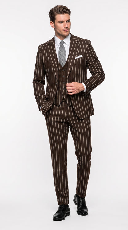 Men’s Black Gangster Pinstripe Suit, 2 Button Vintage 1920s Formal Dress Suit