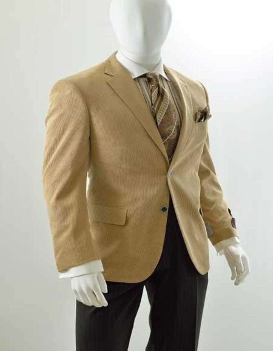 Men's Corduroy Wholesale Blazer - Modern Fit Khaki ~ Tan ~ Beige