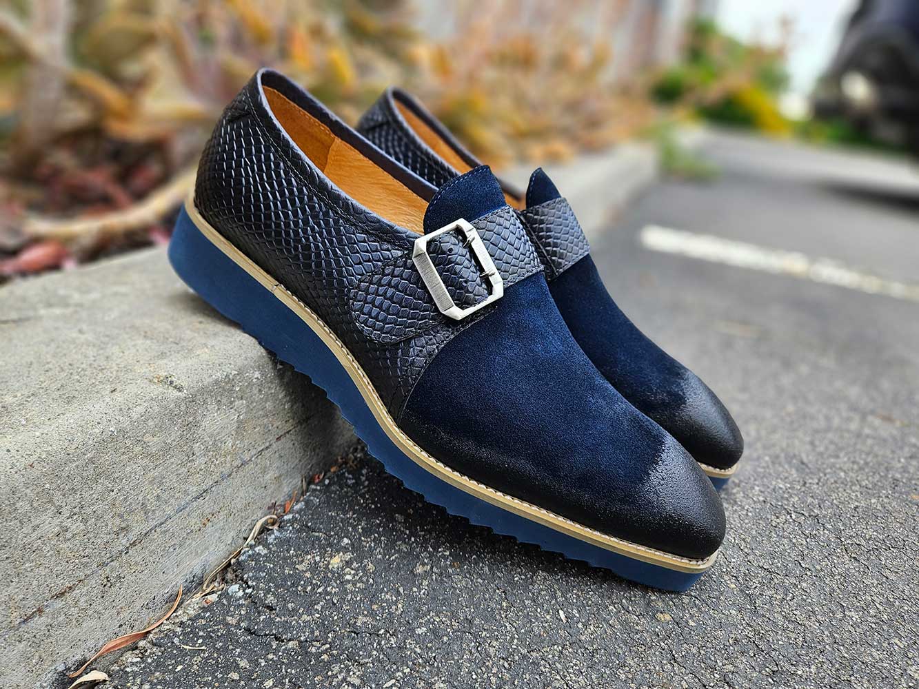 Multi Media Buckle Monkstrap Slip-on