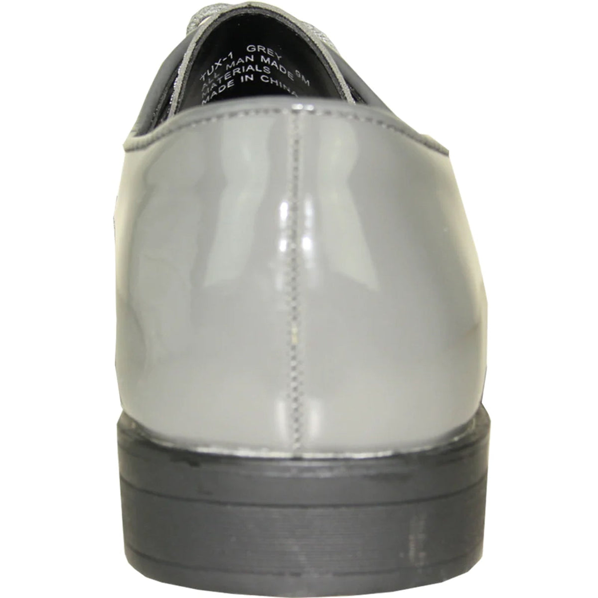 Bravo Mens Classic Plain Square Toe Shiny Patent Tuxedo Dress Shoe in Grey