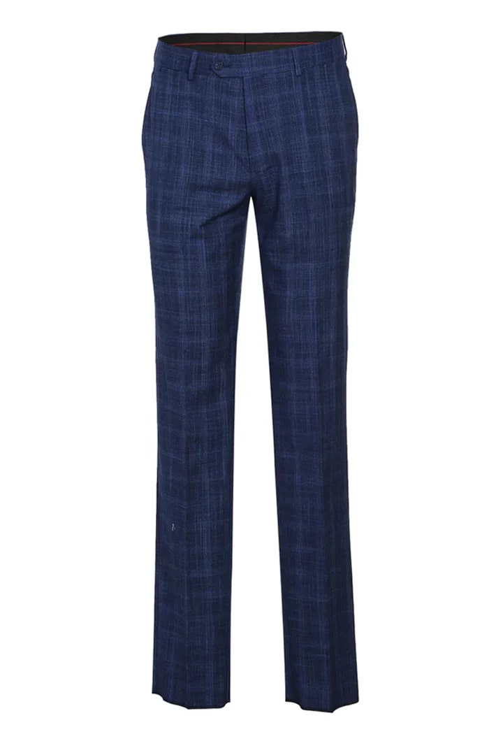 Saco vaquero - Western Sport Coat - Western Blazer - Mens Designer Two Button Slim Fit Notch Lapel Suit In Dark Blue Windowpane Plaid Weave