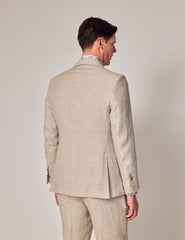 Mens Linen Suit For Beach Wedding - Summer  Suit in Natural Herringbone - Men's Tuxedo USA