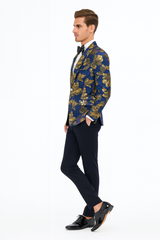 mens-navy-blue-and-gold-floral-tuxedo-jacket-luxury-slim-fit-blazer-with-gold-pattern-paisley-pattern-matching-bowtie