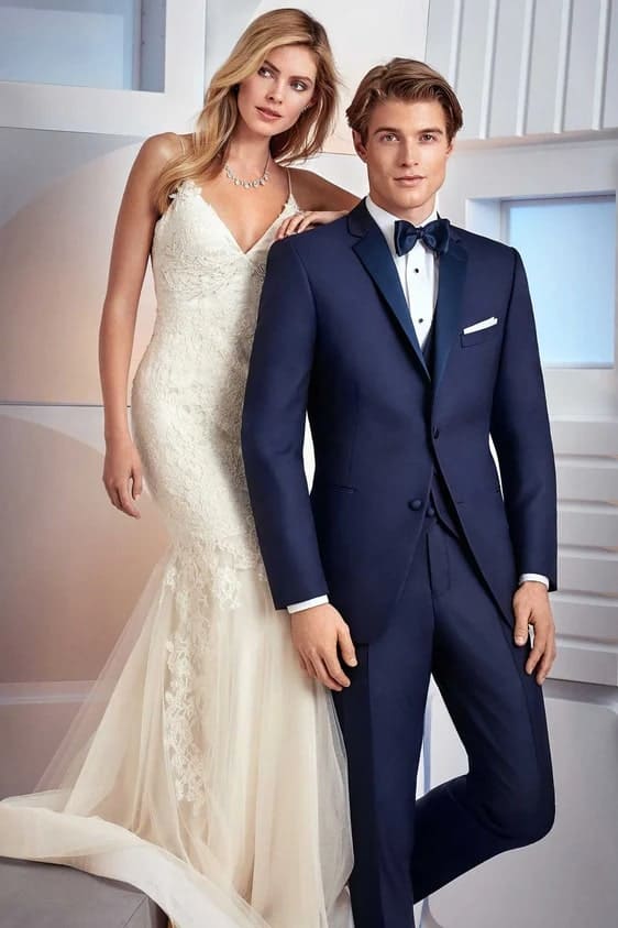 Smoking Traje - Esmoquin - Smoking Para Hombre - Slim Fit Trajes De Novio Navy Tuxedo