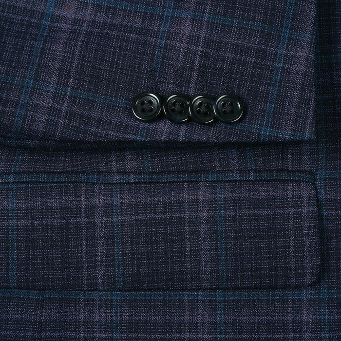 Saco vaquero - Western Sport Coat - Western Blazer- Mens Two Button Classic Fit Wool Stretch Sport Coat Blazer In Dark Navy Blue Windowpane Plaid