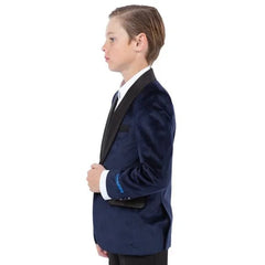 Perry Ellis Boys Velvet Jacket, Navy - Men's Tuxedo USA