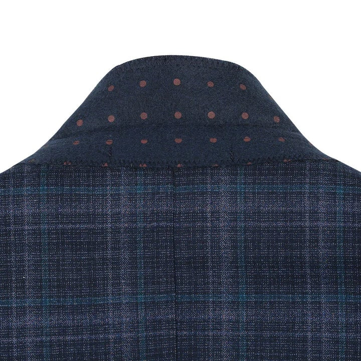 Saco vaquero - Western Sport Coat - Western Blazer- Mens Two Button Classic  Wool Stretch Sport Coat Blazer In Dark Navy Blue Windowpane Plaid