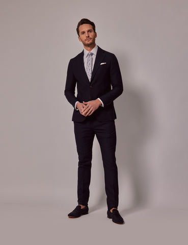 Mens Linen Suit For Beach Wedding - Summer  Slim Suit in Navy - Men's Tuxedo USA